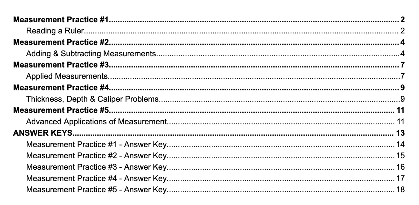 Student Workbook - Measurement (Digital Files)