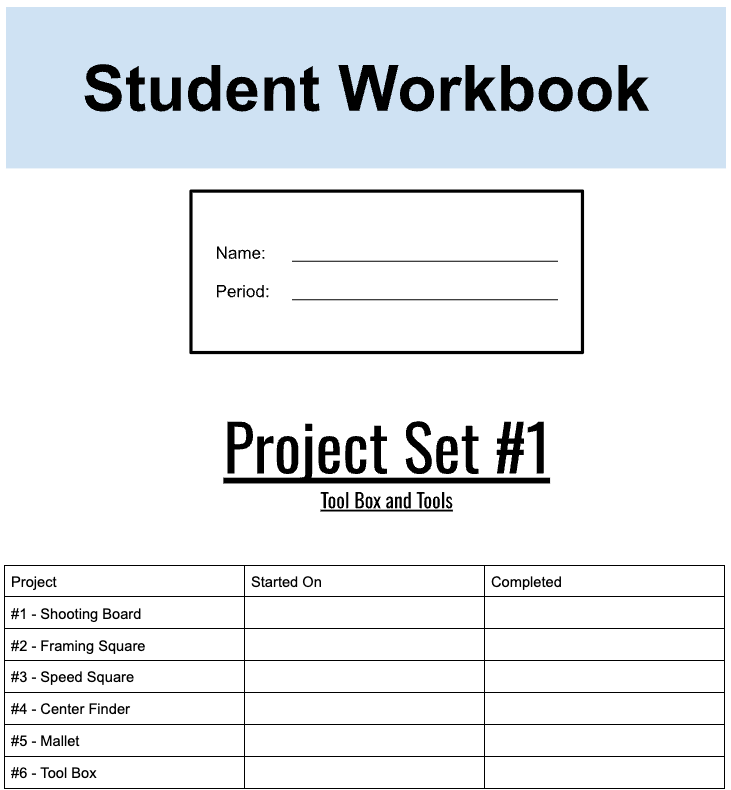Student Workbook - Project Set #1 - Tool Box
