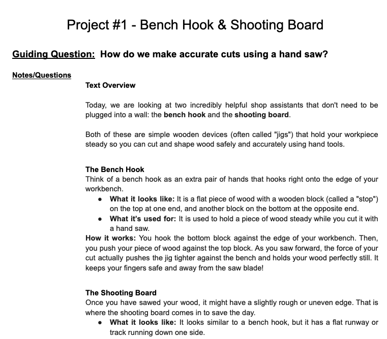 Student Workbook - Project Set #1 - Tool Box